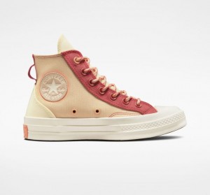 Beige Converse Chuck 70 Colorblock Overlay Women's High Tops | NZ MUXZT3107