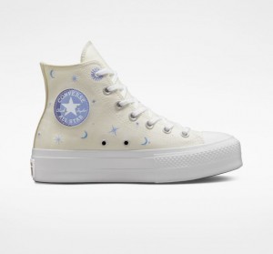 Beige Converse Chuck Taylor All Star Lift Celestial Women's Platform Sneakers | NZ QHOVB8045