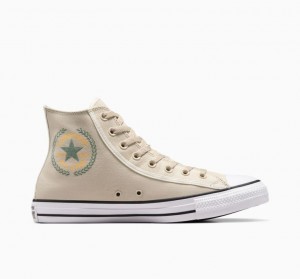 Beige Converse Chuck Taylor All Star Men's High Tops | NZ HLMGC9187