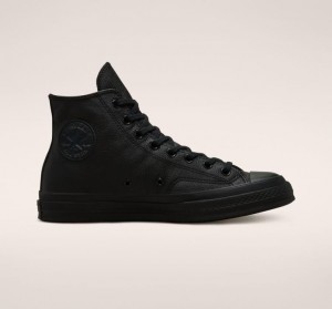 Black Converse Chuck 70 Tonal Leather Women's High Tops | NZ GCHQA6187