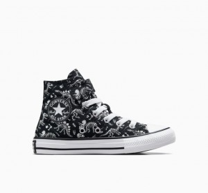 Black Converse Chuck Taylor All Star Easy-on Dinos Kids' High Tops | NZ IURTQ7084