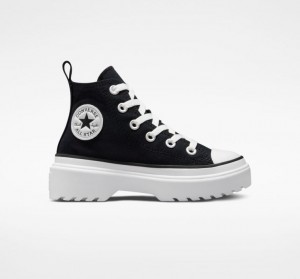 Black Converse Chuck Taylor All Star Lugged Lift Canvas Kids' Platform Sneakers | NZ ONWYP4013