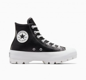 Black Converse Chuck Taylor All Star Lugged Leather Women's High Tops | NZ KTDWX3281