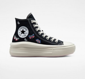 Black Converse Chuck Taylor All Star Move Butterfly Wings Women's Platform Sneakers | NZ QRJXM2734