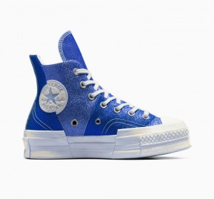 Blue Converse Chuck 70 Plus Glitter Men's High Tops | NZ VQCDT6204