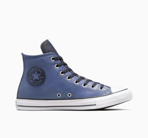 Blue Converse Chuck Taylor All Star Leather Men's High Tops | NZ GIUSE8654