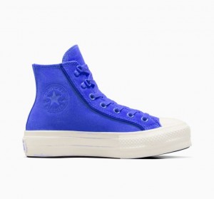 Blue Converse Chuck Taylor All Star Lift Suede Women's Platform Sneakers | NZ QZXIB6743