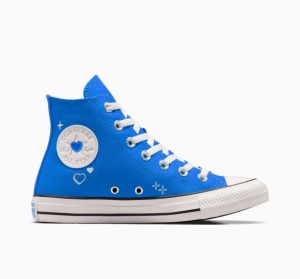 Blue Converse Chuck Taylor All Star Y2K Heart Women's High Tops | NZ MJDVL6248