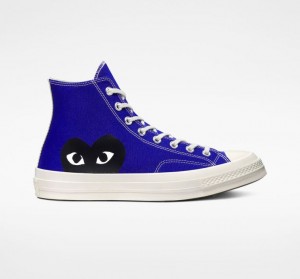 Blue Converse X Comme Des Garçons Play Chuck 70 Women's High Tops | NZ OLJFS8420