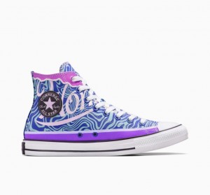 Blue Converse X Wonka Chuck Taylor All Star Swirl Men's High Tops | NZ VGPNT7562