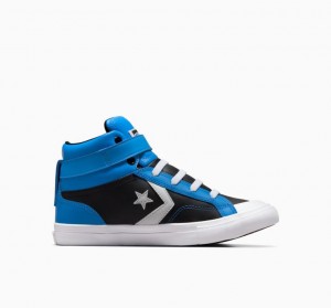 Blue / Black Converse Pro Blaze Strap Leather Kids' High Tops | NZ UFVPM2079