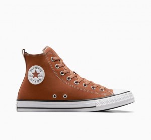 Brown Converse Chuck Taylor All Star Leather Women's High Tops | NZ BPXJG9315