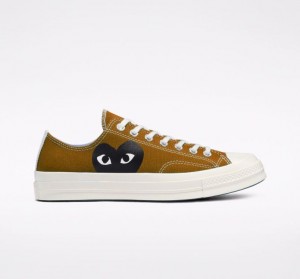 Brown Converse X Comme Des Garçons Play Chuck 70 Men's Low Tops | NZ LPGMQ2974