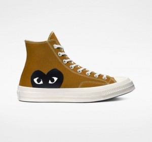 Brown Converse X Comme Des Garçons Play Chuck 70 Women's High Tops | NZ QABXS4652