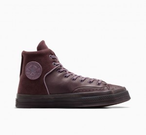 Dark Brown Converse Chuck 70 Marquis Leather Women's High Tops | NZ ODQYU3608