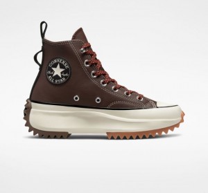 Dark Brown Converse Run Star Hike Leather Women's Platform Sneakers | NZ XLVZE4729