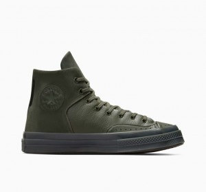 Dark Green Converse Chuck 70 Marquis Leather Women's High Tops | NZ PBIVJ8047