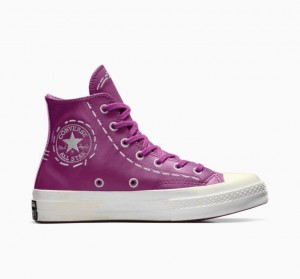 Fuchsia Converse Chuck 70 Bold Stitch Women's High Tops | NZ TWSHK7540