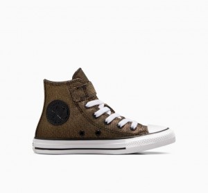 Gold Converse Chuck Taylor All Star Easy On Sparkle Kids' High Tops | NZ PUQOK7560