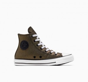 Gold Converse Chuck Taylor All Star Sparkle Kids' High Tops | NZ UEWFH2834