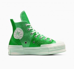 Green Converse Chuck 70 Plus Glitter Men's High Tops | NZ JMXSZ7804