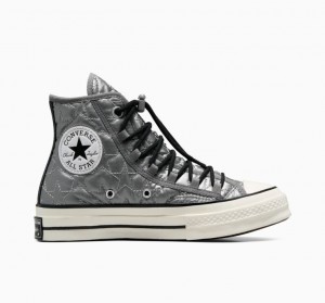 Grey Converse Chuck 70 Quilted Women's High Tops | NZ JNRHQ1659