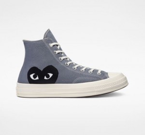 Grey Converse X Comme Des Garçons Play Chuck 70 Men's High Tops | NZ OEUPW6714