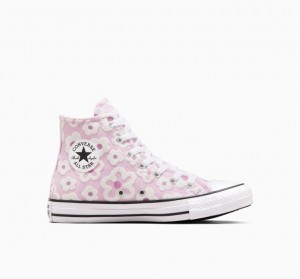 Lavender Converse Chuck Taylor All Star Floral Embroidery Kids' High Tops | NZ WVZGO5108