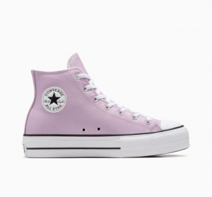 Lavender Converse Chuck Taylor All Star Lift Platform Surplus Leather Women's High Tops | NZ WTOSH5042