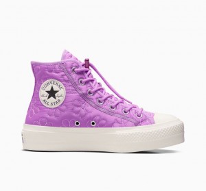 Lavender Converse Chuck Taylor All Star Lift Quilted Women's Platform Sneakers | NZ IDQNF3072