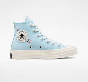 Light Blue Converse Chuck 70 Butterfly Wings Women's High Tops | NZ OMIUF4827