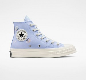 Light Blue Converse Chuck 70 Butterfly Wings Women's High Tops | NZ XFLOK4627