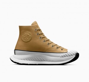 Light Brown Converse Chuck Taylor 70 At-cx Leather Women's High Tops | NZ FBROT9035