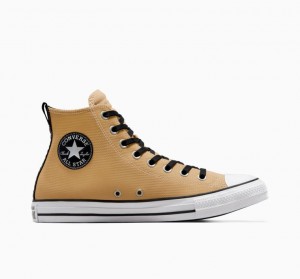 Light Brown Converse Chuck Taylor All Star Leather Men's High Tops | NZ NTCYW1785