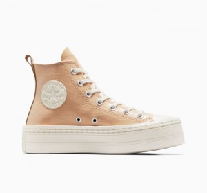 Light Brown Converse Chuck Taylor All Star Modern Lift Embossed Women's Platform Sneakers | NZ AWTLF5348