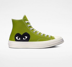 Light Green Converse X Comme Des Garçons Play Chuck 70 Men's High Tops | NZ YRMWU6475