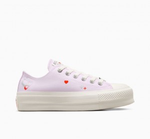 Light Purple Converse Chuck Taylor All Star Lift Y2K Heart Women's Platform Sneakers | NZ HDQKN5081