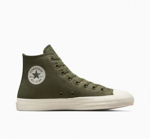 Olive Converse Cons Chuck Taylor All Star Pro Herringbone Men's Skate Shoes | NZ JQWLU0496