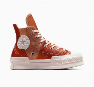 Orange Converse Chuck 70 Plus Glitter Women's High Tops | NZ KEDAS4960