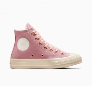 Pink Converse Chuck 70 Ribbon Laces Men's High Tops | NZ PUIJY5829