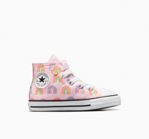 Pink Converse Chuck Taylor All Star Easy-on Rainbows Kids' High Tops | NZ KDNJV4780