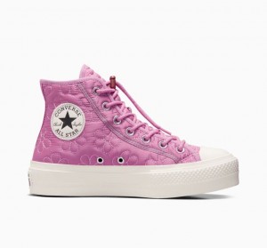 Pink Converse Chuck Taylor All Star Lift Quilted Women's Platform Sneakers | NZ OICBT1026