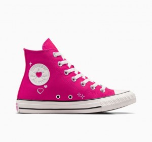 Pink Converse Chuck Taylor All Star Y2K Heart Women's High Tops | NZ TYMPU0835