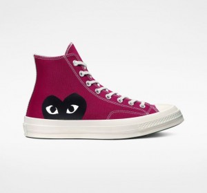 Pink Converse X Comme Des Garçons Play Chuck 70 Men's High Tops | NZ GSUKT1640