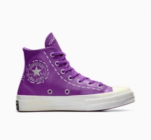 Purple Converse Chuck 70 Bold Stitch Women's High Tops | NZ HASYX3427