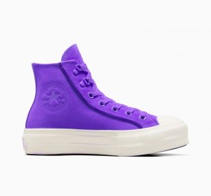 Purple Converse Chuck Taylor All Star Lift Suede Women's Platform Sneakers | NZ RLNKW4862