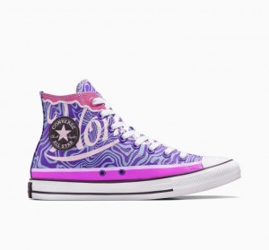 Purple Converse X Wonka Chuck Taylor All Star Swirl Men's High Tops | NZ XUMLT0175