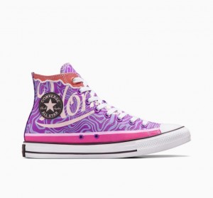 Purple Converse X Wonka Chuck Taylor All Star Swirl Women's High Tops | NZ LPDNQ5937