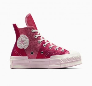 Red Converse Chuck 70 Plus Glitter Men's High Tops | NZ GJMIB4961