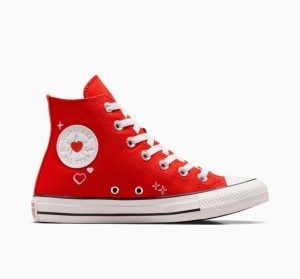 Red Converse Chuck Taylor All Star Y2K Heart Women's High Tops | NZ HUWBX0185